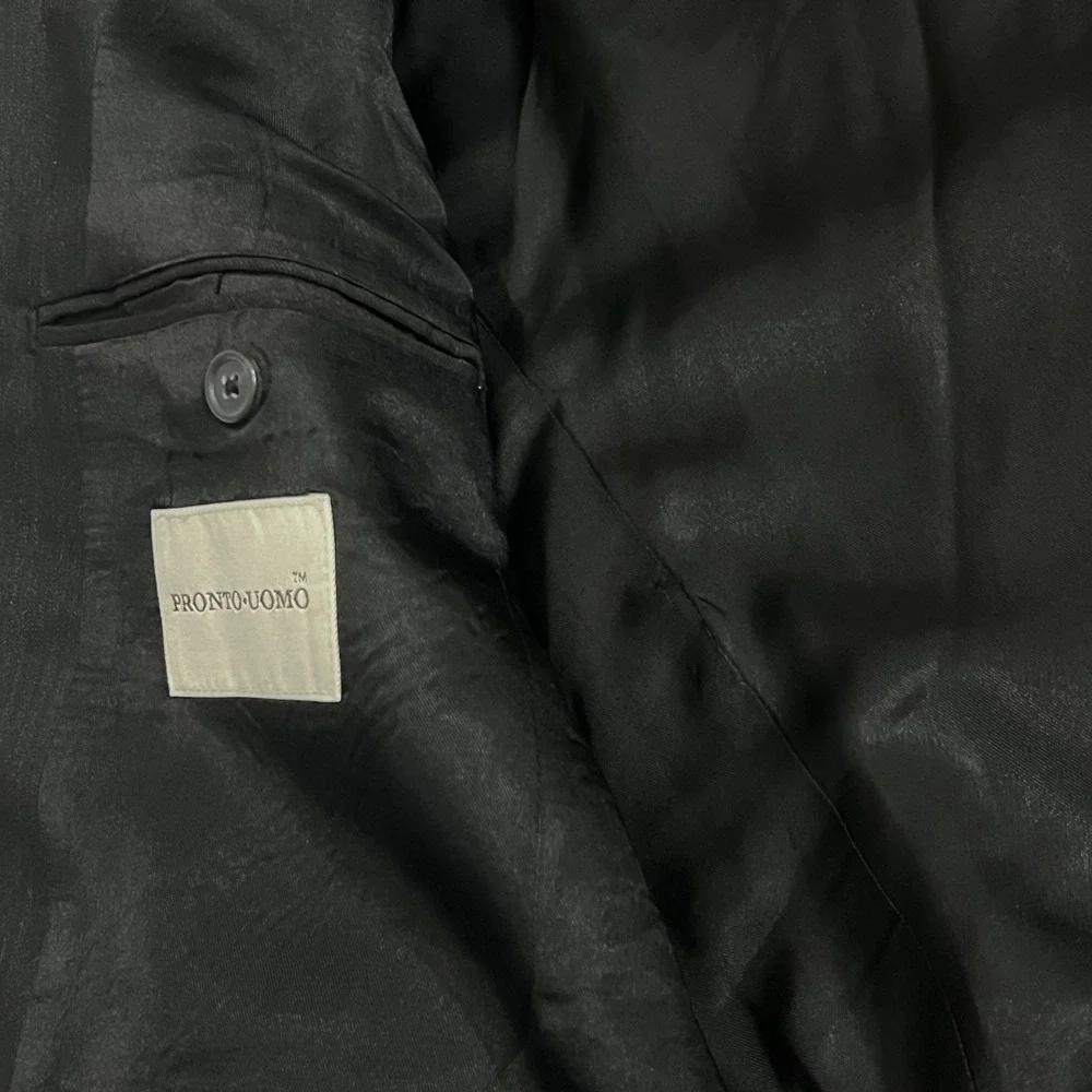 Pronto Uomo Wool Blazer Sport Coat Jacket Black 2 Button Ventless Men Size 38 R